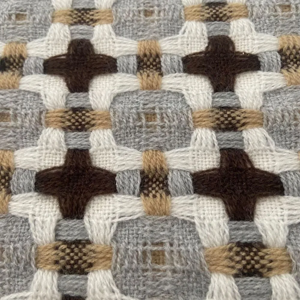 Women's Scarf Shawl Wrap 30% Wool Made in Italy Woven Brown Grey Fringe 68 x 10